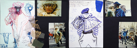 croquis costumes Venise