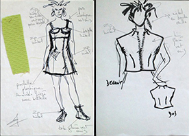 croquis robe zippee verte